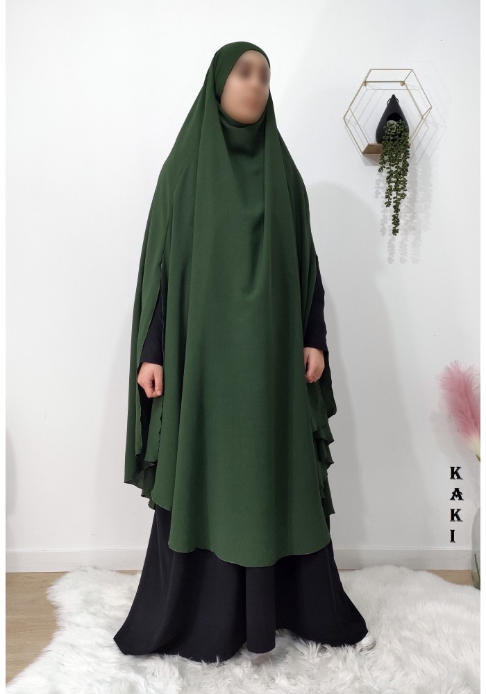 Long Khimar à Fentes en Tissu Jazz – Opaque et Fluide