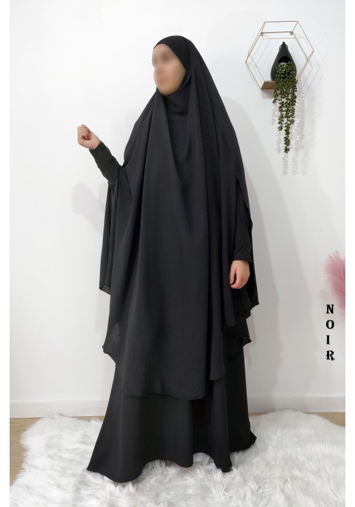 Long Khimar à Fentes en Tissu Jazz – Opaque et Fluide