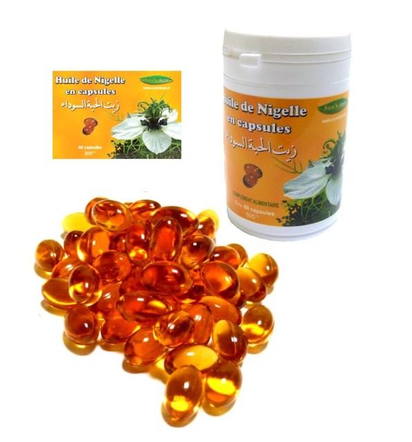 Huile de Nigelle en capsules - Complément alimentaire (pot de 60 gélules de 500 Mg)