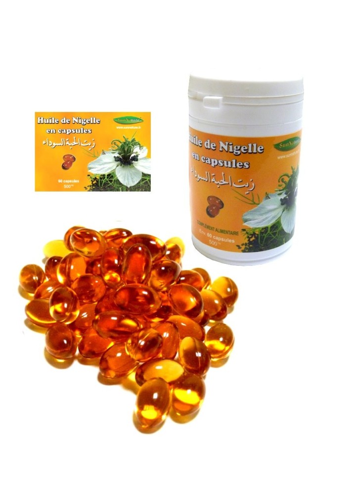 Huile de Nigelle en capsules - Complément alimentaire (pot de 60 gélules de 500 Mg)