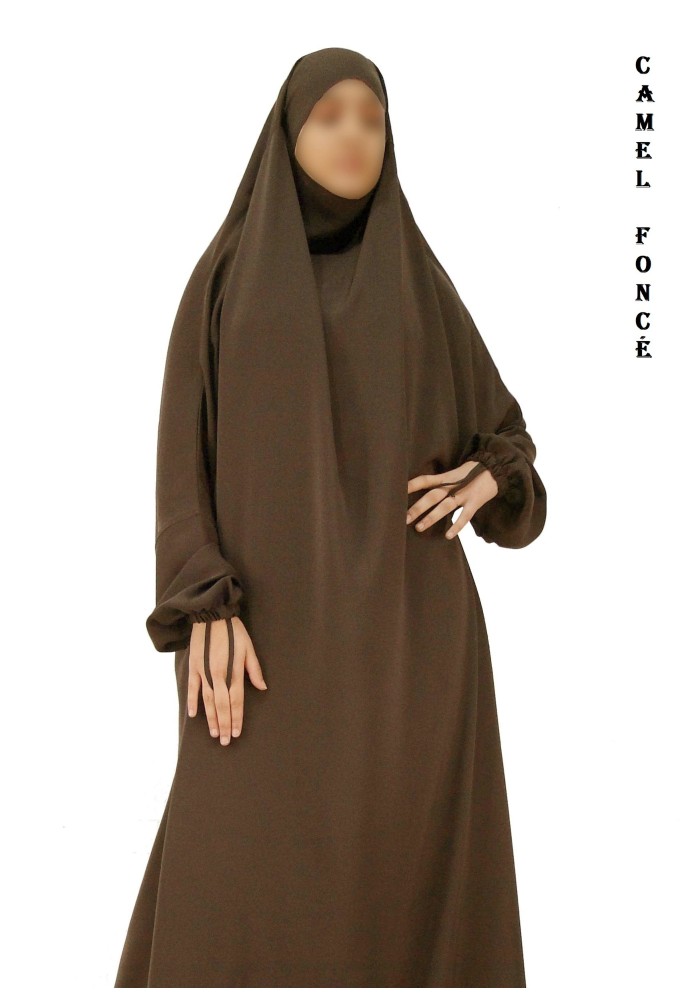JILBAB 2 PIECES (SAROUEL) "EL BASSIRA" (Wool peach)