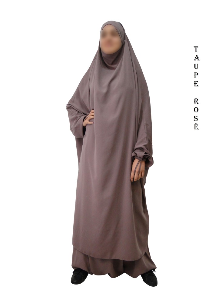 JILBAB 2 PIECES (SAROUEL) "EL BASSIRA" (Wool peach)