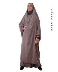 JILBAB 2 PIECES (SAROUEL) "EL BASSIRA" (Wool peach)