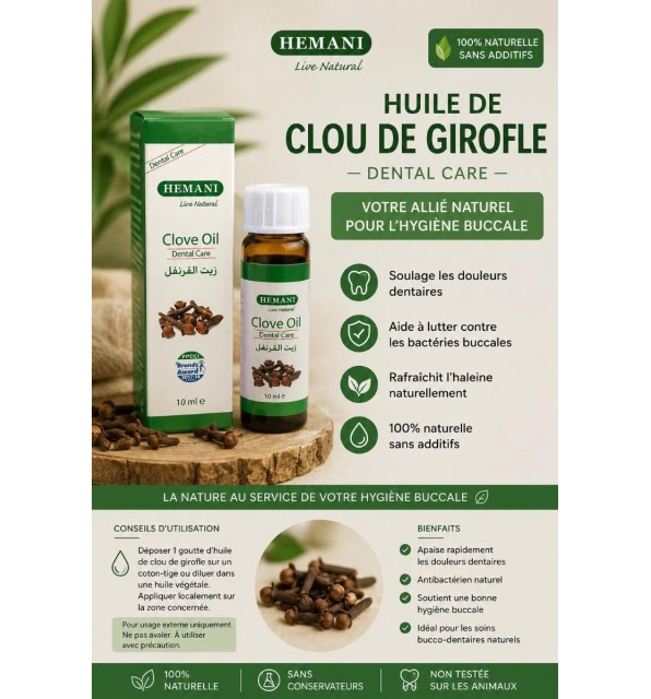 Huile de clou de girofle - 10 ml - Hemani