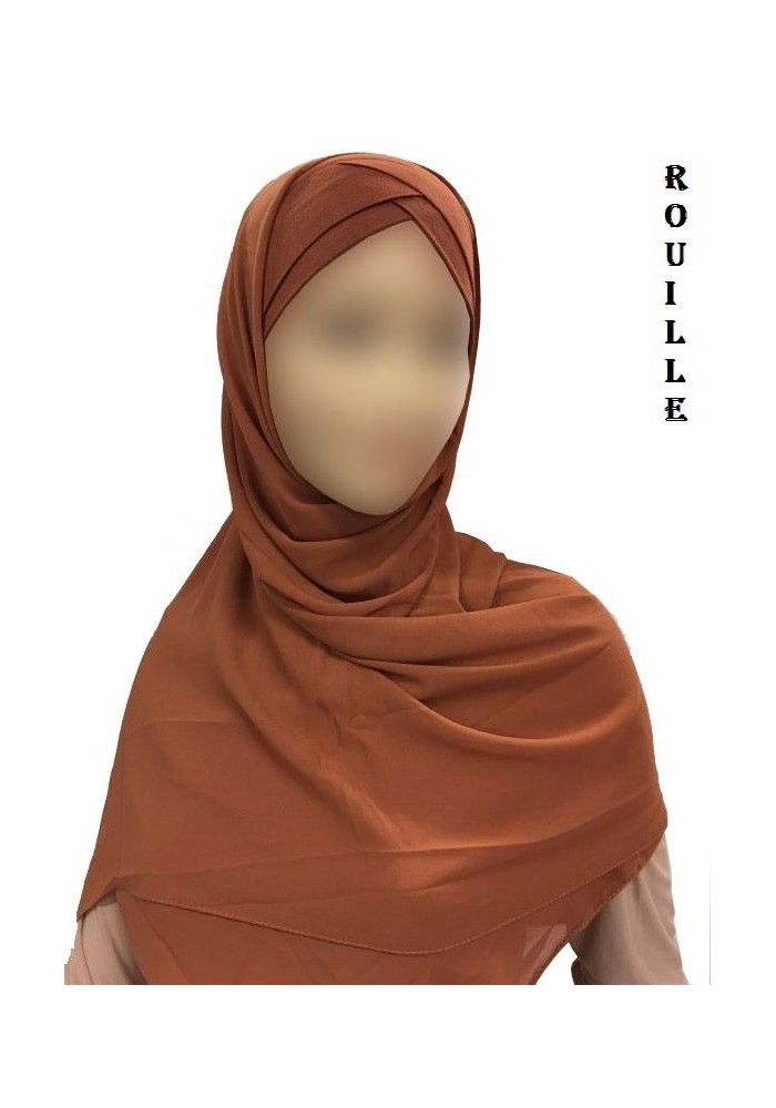 Hijab Malaisien Bonnet Croisé – Châle Intégré