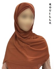 Hijab Malaisien Bonnet Croisé – Châle Intégré