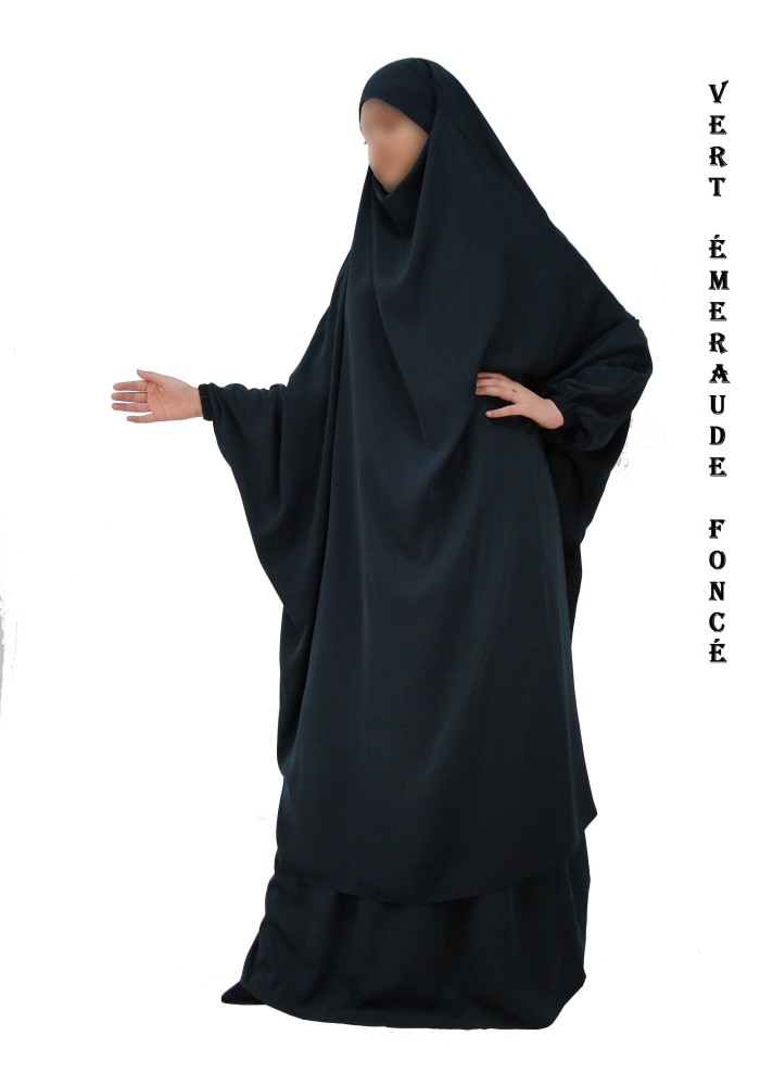 JILBAB 2 PIECES SEMI-PAPILLON "EL BASSIRA" (Wool peach)
