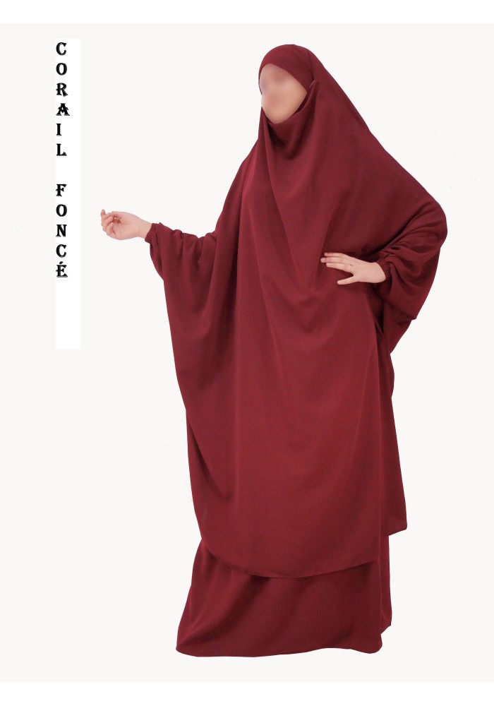 JILBAB 2 PIECES SEMI-PAPILLON "EL BASSIRA" (Wool peach)