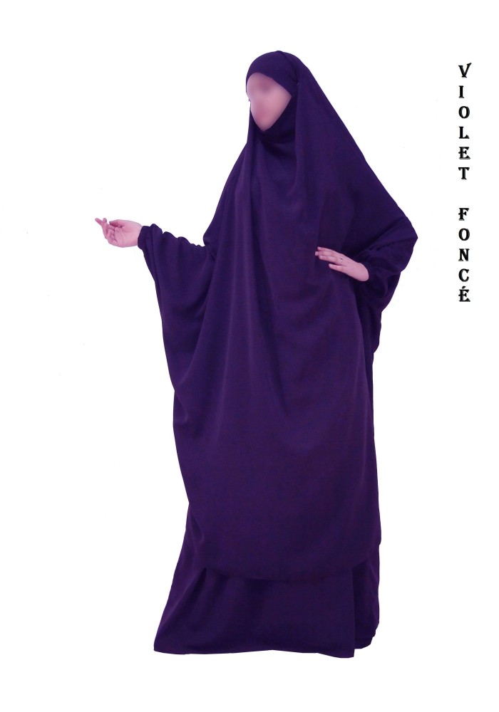 JILBAB 2 PIECES SEMI-PAPILLON "EL BASSIRA" (Wool peach)