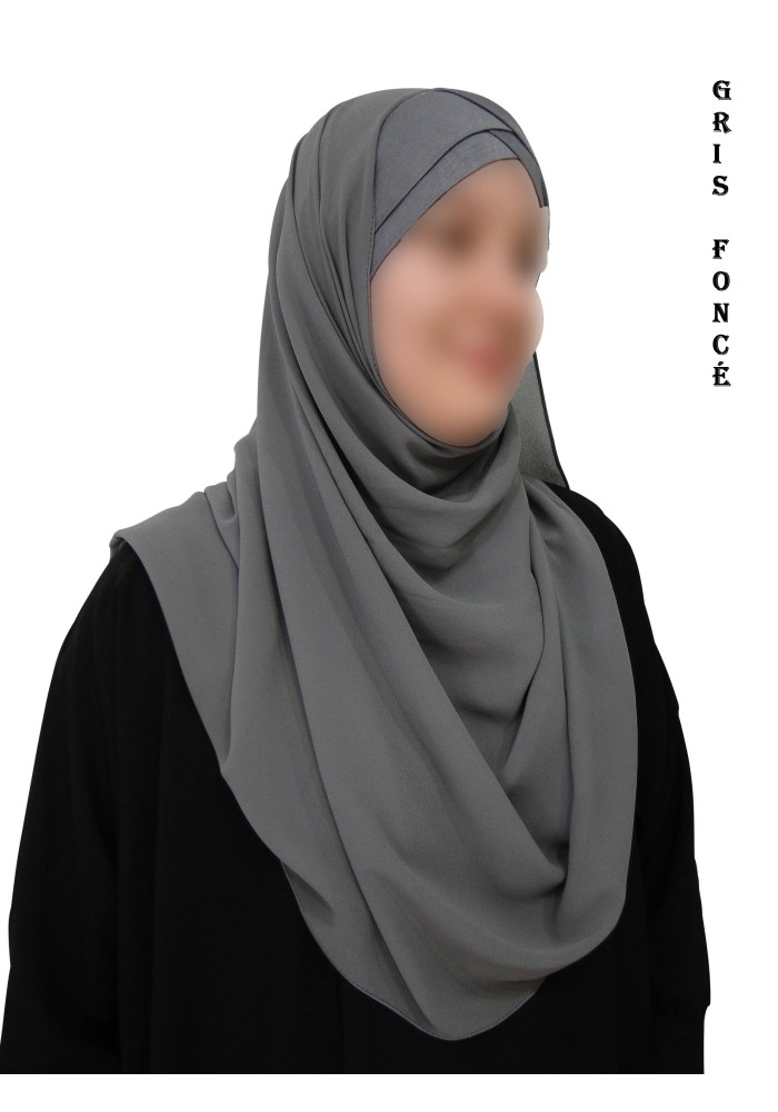 Hijab Malaisien Bonnet Croisé – Châle Intégré
