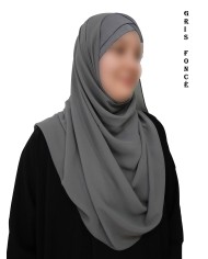 Hijab Malaisien Bonnet Croisé – Châle Intégré
