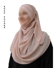 Hijab Malaisien Bonnet Croisé – Châle Intégré