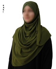 Hijab Malaisien Bonnet Croisé – Châle Intégré
