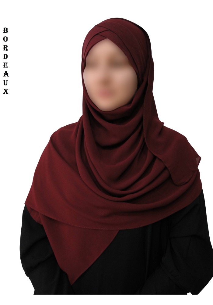 Hijab Malaisien Bonnet Croisé – Châle Intégré