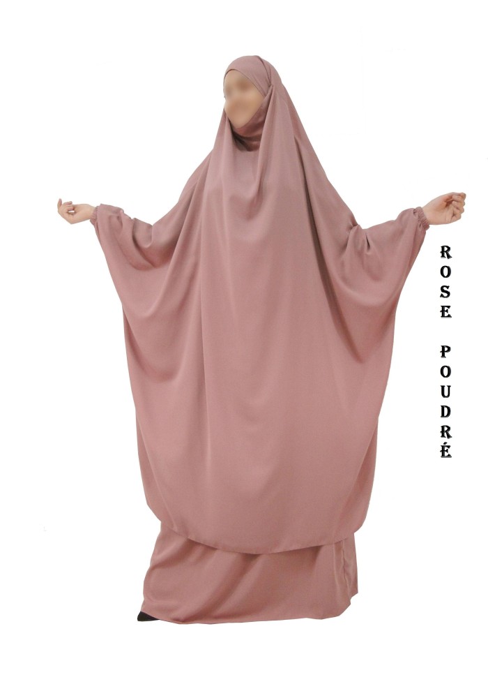 JILBAB 2 PIECES SEMI-PAPILLON "EL BASSIRA" (Wool peach)