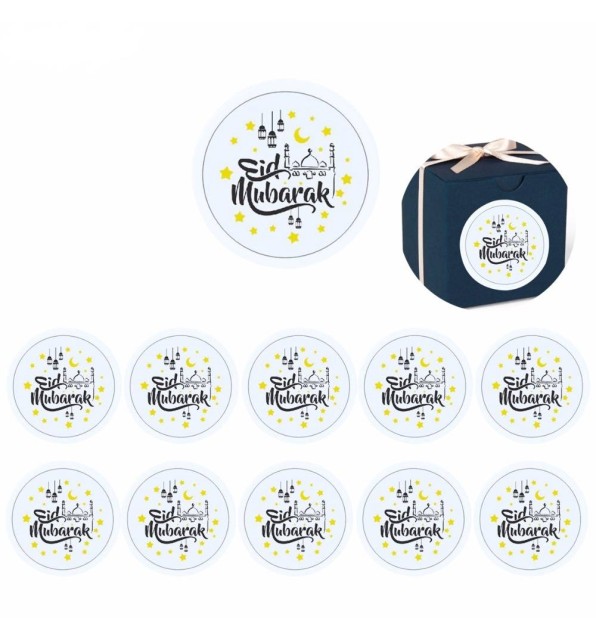 20 Étiquettes Eid Mubarak Blanches – Cadeaux Aïd