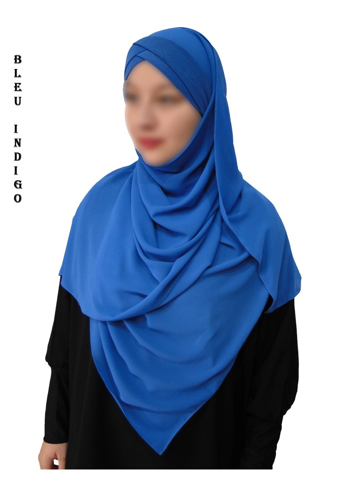 Hijab Malaisien Bonnet Croisé – Châle Intégré