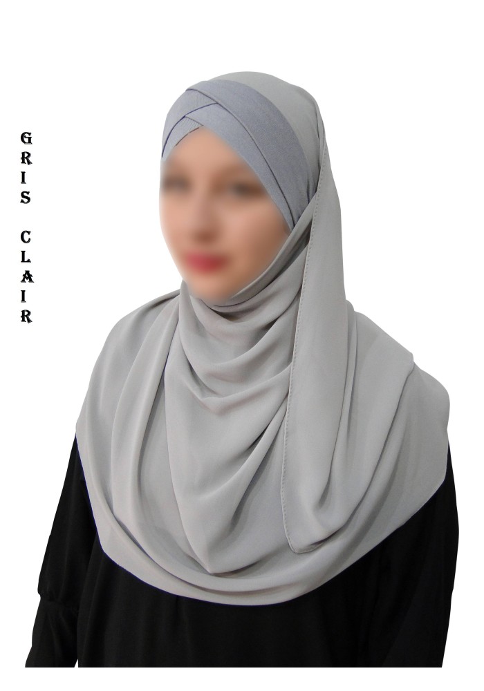 Hijab Malaisien Bonnet Croisé – Châle Intégré