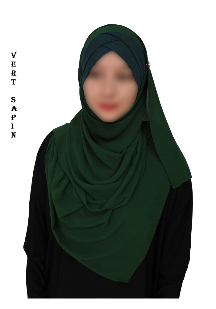 Hijab Malaisien Bonnet Croisé – Châle Intégré