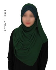 Hijab Malaisien Bonnet Croisé – Châle Intégré