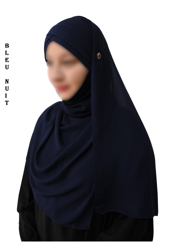 Hijab Malaisien Bonnet Croisé – Châle Intégré