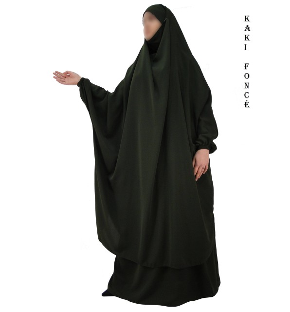 JILBAB 2 PIECES SEMI-PAPILLON "EL BASSIRA" (Wool peach)