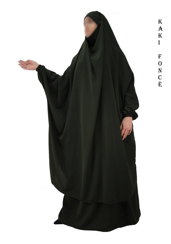 JILBAB 2 PIECES SEMI-PAPILLON "EL BASSIRA" (Wool peach)
