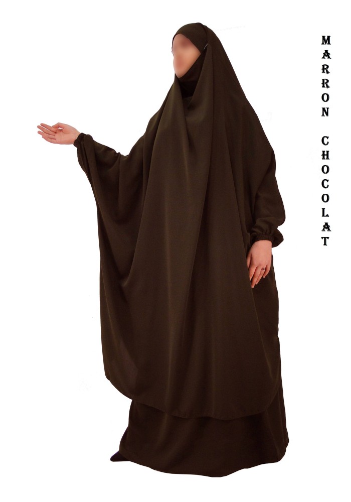 JILBAB 2 PIECES SEMI-PAPILLON "EL BASSIRA" (Wool peach)