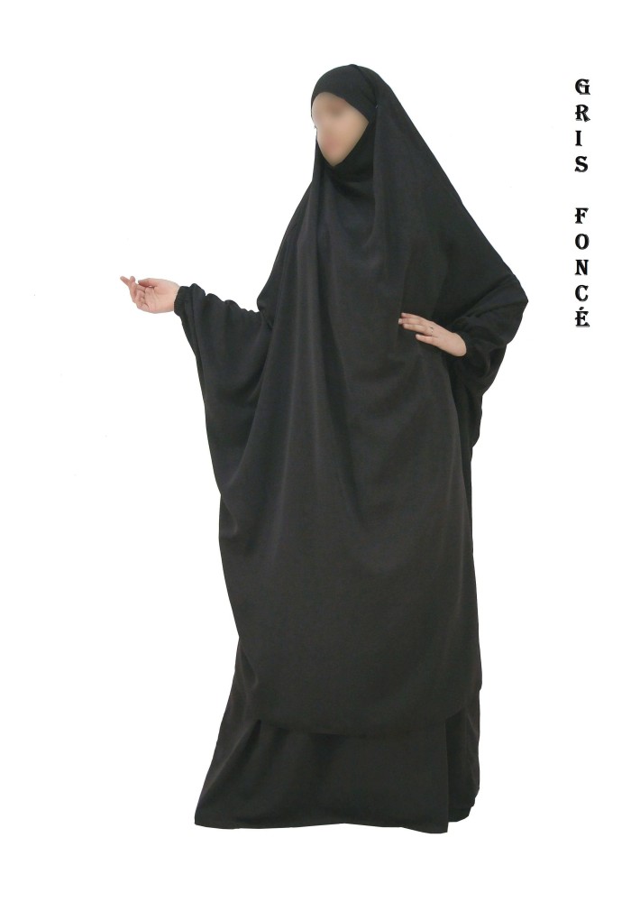 JILBAB 2 PIECES SEMI-PAPILLON "EL BASSIRA" (Wool peach)