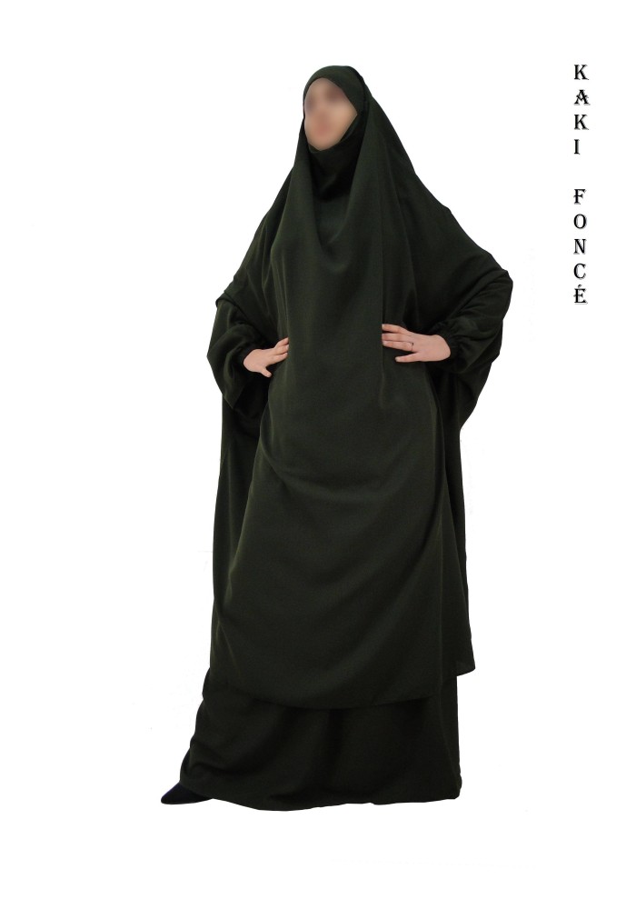 JILBAB 2 PIECES SEMI-PAPILLON "EL BASSIRA" (Wool peach)