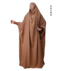 JILBAB 1 PIECE "MANCHES LYCRA" (Wool peach)