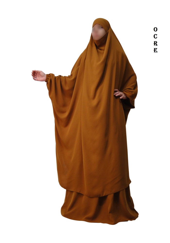 JILBAB 2 PIECES SEMI-PAPILLON "EL BASSIRA" (Wool peach)