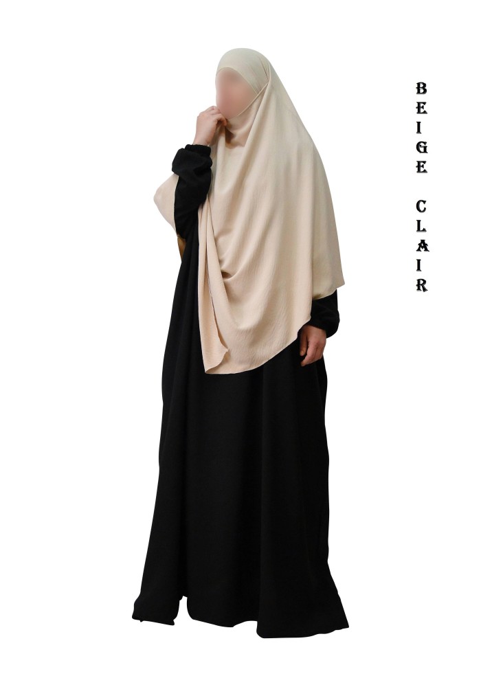 Khimar Long à Pointe en Tissu Jazz – Bandeau Intégré