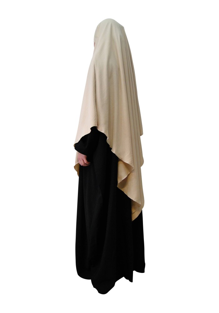 Khimar Long à Pointe en Tissu Jazz – Bandeau Intégré