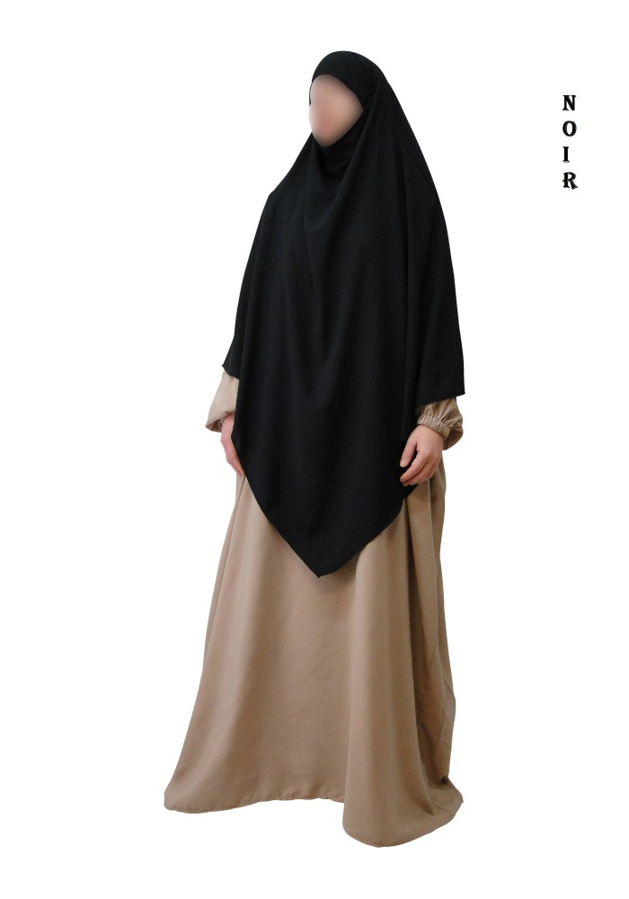 Khimar Long à Pointe en Tissu Jazz – Bandeau Intégré