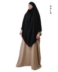 Khimar Long à Pointe en Tissu Jazz – Bandeau Intégré