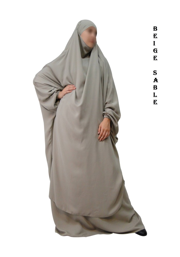 JILBAB 2 PIECES SEMI-PAPILLON "EL BASSIRA" (Wool peach)