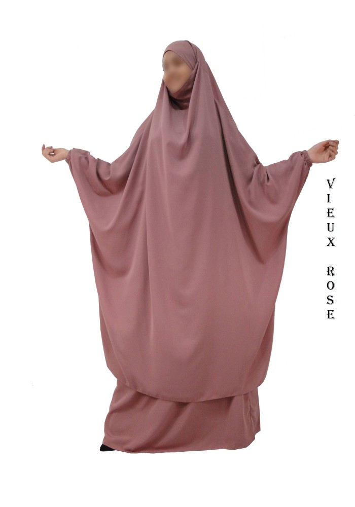 JILBAB 2 PIECES SEMI-PAPILLON "EL BASSIRA" (Wool peach)