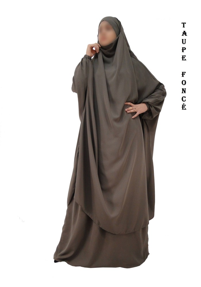 JILBAB 2 PIECES SEMI-PAPILLON "EL BASSIRA" (Wool peach)