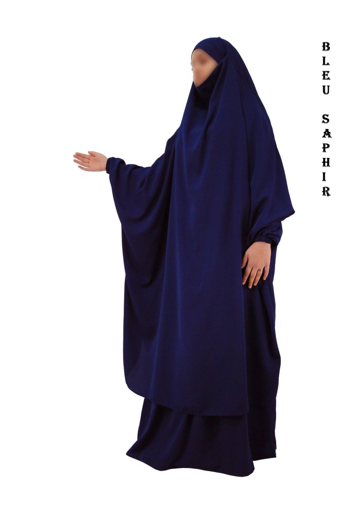 JILBAB 2 PIECES SEMI-PAPILLON "EL BASSIRA" (Wool peach)