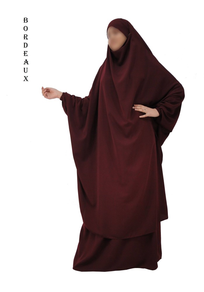 JILBAB 2 PIECES SEMI-PAPILLON "EL BASSIRA" (Wool peach)