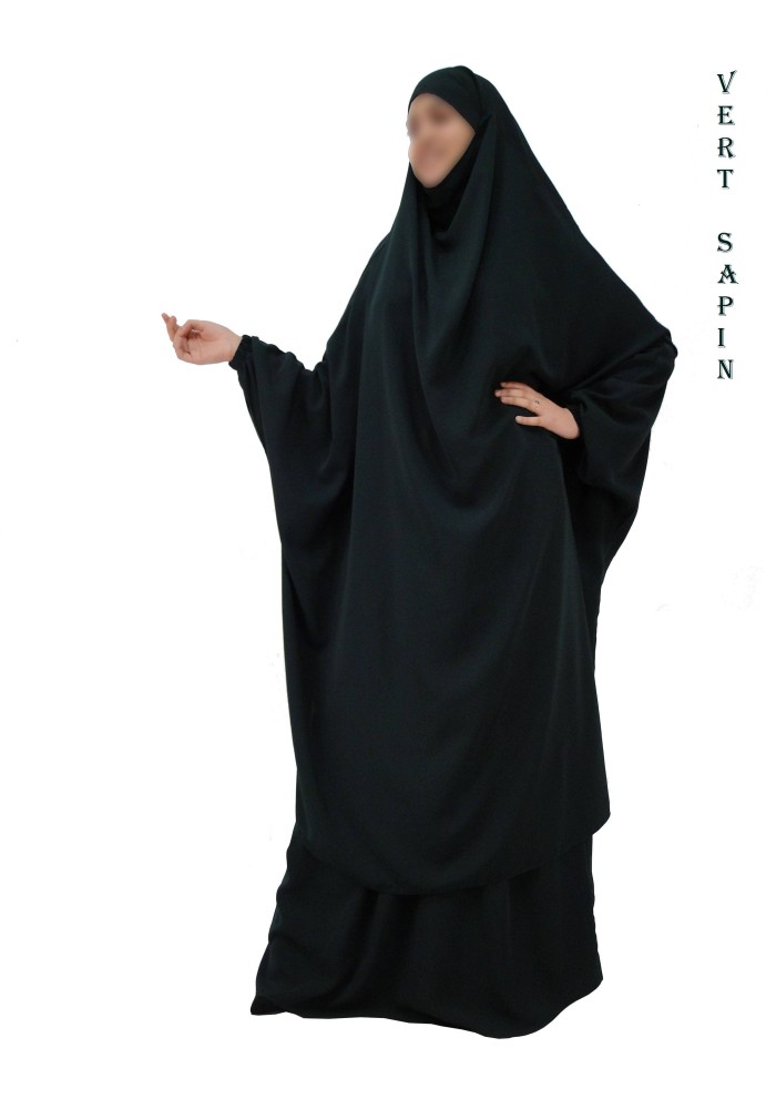 JILBAB 2 PIECES SEMI-PAPILLON "EL BASSIRA" (Wool peach)