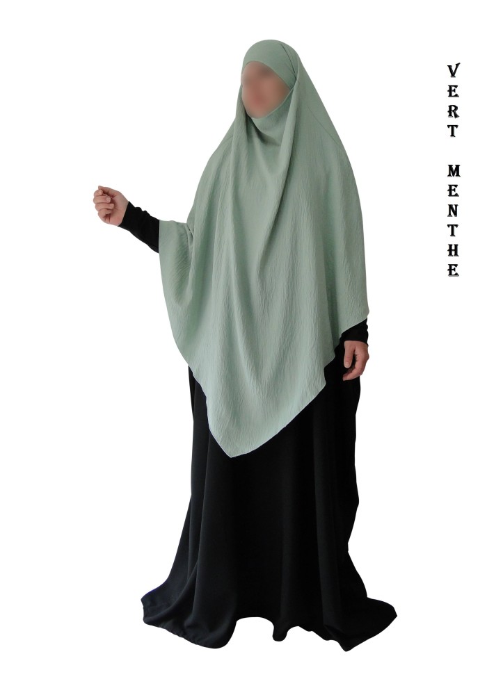 Khimar Long à Pointe en Tissu Jazz – Bandeau Intégré