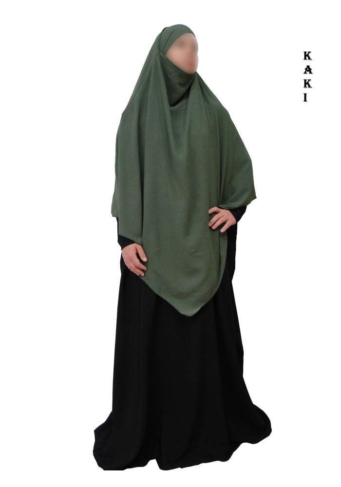 Khimar Long à Pointe en Tissu Jazz – Bandeau Intégré